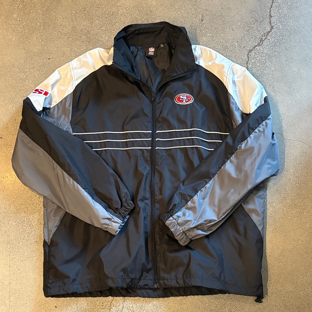 SF 49ers niners NFL Black and Gray Windbreaker Jacket SPORTS ILLUSTRATED